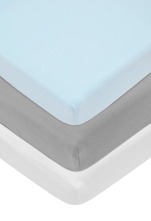 American Baby Company 100% Natural Cotton Jersey Knit 18" x 36" Cradle/Bassinet Sheet - Fitted, Blue/Gray/White, Soft Breathable, for Boys and Gir...