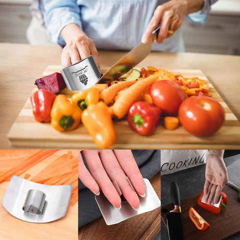 8 Pieces Finger Guards for Cutting, Stainless Steel Knife Cutting Finger Protectors Adjustable Safe Slice Hand Guard Protect Fingers for Food Chop...