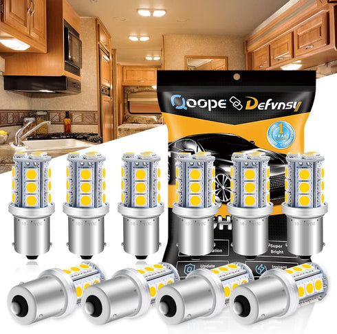 Qoope 1156 1141 Led Bulb 10V-30V AC/DC Super Bright Warm White 1073 7506 BA15S Replacement Bulbs for RV Camper Travel Trailer Marine Motorhome Int...
