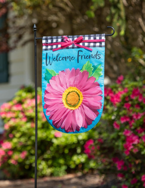 Evergreen Flag Welcome Friends Daisy Burlap Spring Garden Flags 12x18 double sided | Small Garden Flags For Outside | Welcome Spring Flag Décor fo...