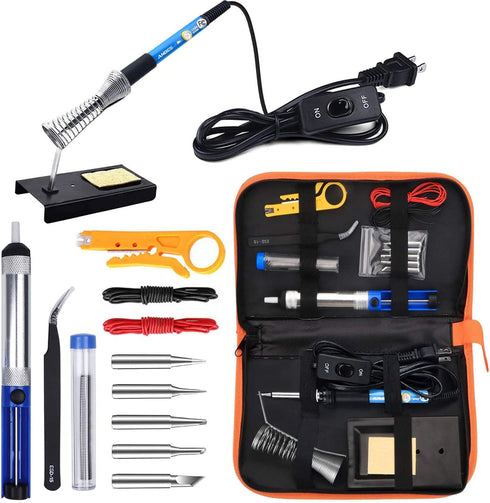 Soldering Iron Kit Electronics, 60W Adjustable Temperature Welding Tool, 5pcs Soldering Tips, Desoldering Pump, Soldering Iron Stand, Tweezers...