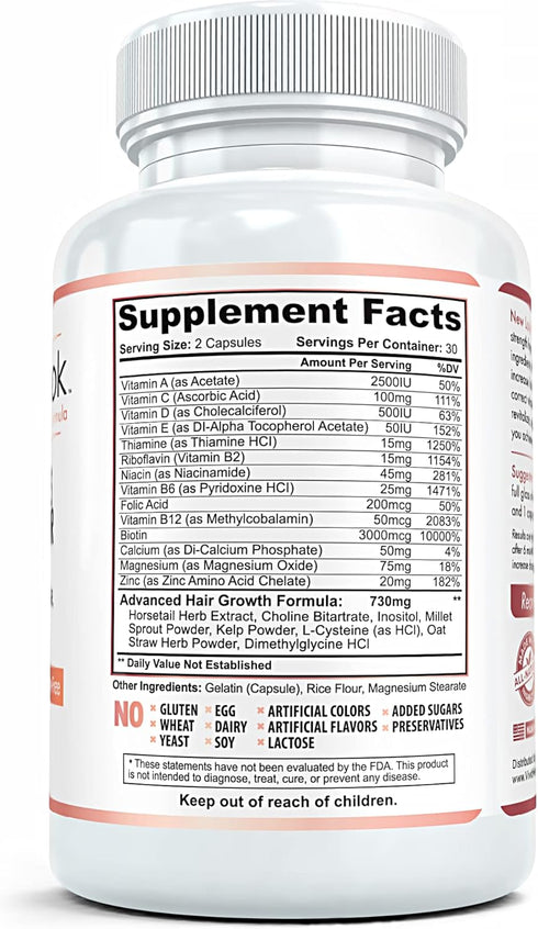 New Look Hair Growth Support Vitamins for Women and Men | Clinical Strength Supplement for Hair Loss | Supports Thicker, Fuller Hair with Biotin -...