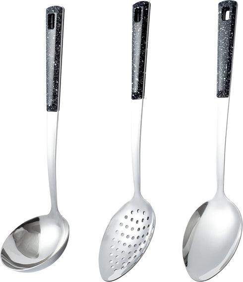 3-Piece,Stainless Steel Serving spoons set with Slotted Spoon, Serving Spoon and Perforated Spoon, soup ladle,kitchen cooking serving utensils set...