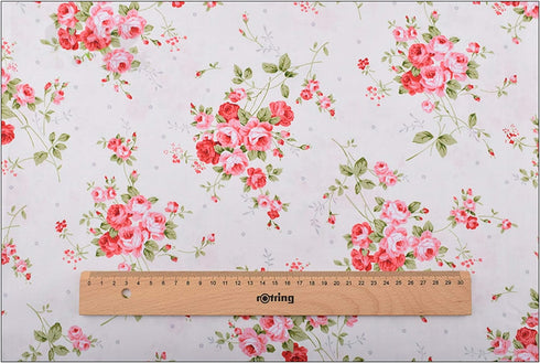 Hanjunzhao Vintage Rose Floral Plaid Fat Quarters Fabric Bundles for Quilting Sewing Crafting,18 x 22 inches...