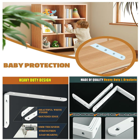 Anti Tip Furniture Anchors for Baby Pet Proofing,Furniture Wall Anchor Furniture Dresser Bookshelf Falling Prevention Device for Children (White)...