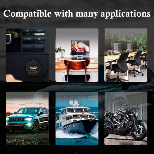 BATIGE USB 3.0 & Type C 3.1 & HDMI Male to Female Car USB C Flush Mount Extension Cable USB 3.0 Dash Mount for Car Truck Boat Motorcycle - 3ft...