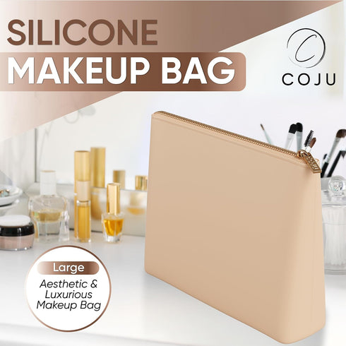 Silicone Makeup Bag with Metal Zipper: Luxurious Makeup Bags for Women, Ultimate Makeup Brush Holder & Travel Cosmetic Toiletry Bag Organizer Free...