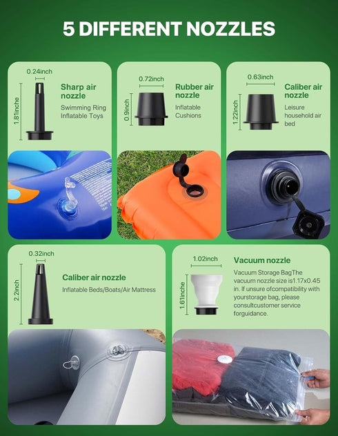 Mini Air Pump Protable,Camping Gear Must Haves,Rechargeable Powered Air Pump,Small Travel Air Pump for Inflate Deflate with Camping Lights,for Raf...