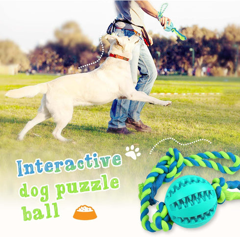 Interactive Rope Toys for Puppies?Adjustable Food Dispensing Dog Toy Balls for Teeth Cleaning and Mental Stimulation to Keep Them Busy, Dog Teeth ...