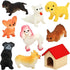 ONEST 9 Pieces Mini Dog Figurines Playset Dog House Hand Painted Tiny Dogs Realistic Detailed Plastic Puppy Figures Toys for Kids Adults...