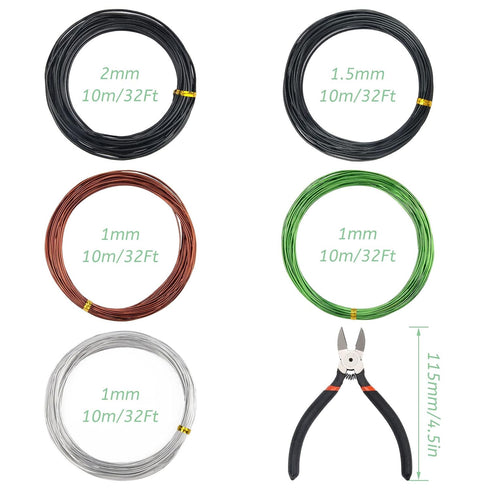 Bonsai Training Wire Kit 164Ft Anodized Aluminum Tree Wire with Bonsai Tree Cutter Plant Training Wire Tools for Bonsai Trees Indoor Garden DIY To...