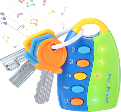 Skylety Musical Smart Remote Key Toy Fake Car Toy Keys with Sound and Lights Fun and Educational Key Toys for Travel Play (Batteries Not Included)...