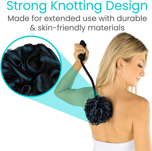 Vive Loofah Sponge Replacement Set for Shower, Bath (4 Pack) - Exfoliating Scrubber for Men & Women - Body Wash Scrubber - Use with Vive Bendable ...