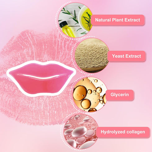 30 PCS Lip Mask Collagen Lip Masks Sheet for Dry Lips, Gel Lip Mask Pack for Remove Dead Skin, Moisturizes and Lightens Lip Lines (30 PCS, Pink)...