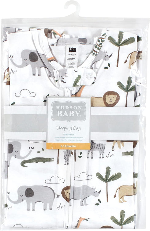 Hudson Baby Unisex Baby Cotton Sleeveless Wearable Sleeping Bag, Sack, Blanket, Safari Life, 0-6 Months...