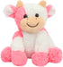 Hopearl Adorable Plush Cow Toy Floppy Dairy Cattle Soft Stuffed Animal Cute Birthday for Boys Girls Kids Toddlers, Strawberry Pink, 9''...