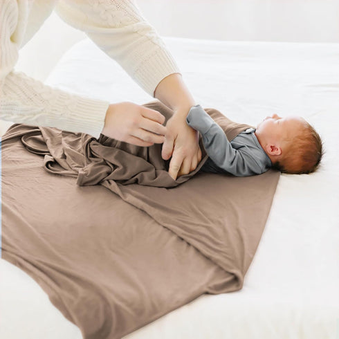 Baby Swaddle Receiving Blankets with Matching Beanie Set Newborn Nursery Swaddle Wrap for Baby Girls and Boys (Brown)...