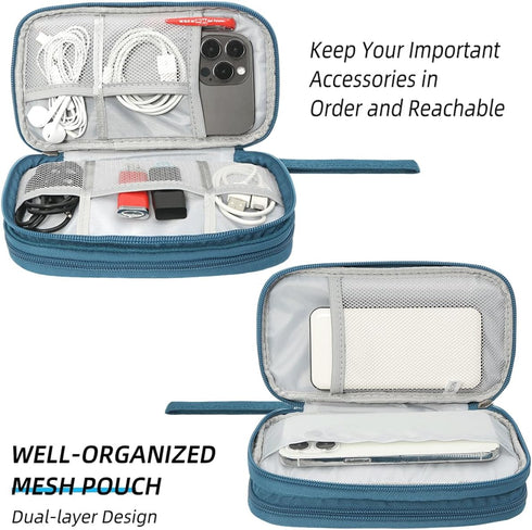 2 Pack Cord Organizer Travrel Bag, Electronic Organizer Travel Case, Water Resistant Electronic Accessories Pouch for Cable, Cord, Charger, Phone,...