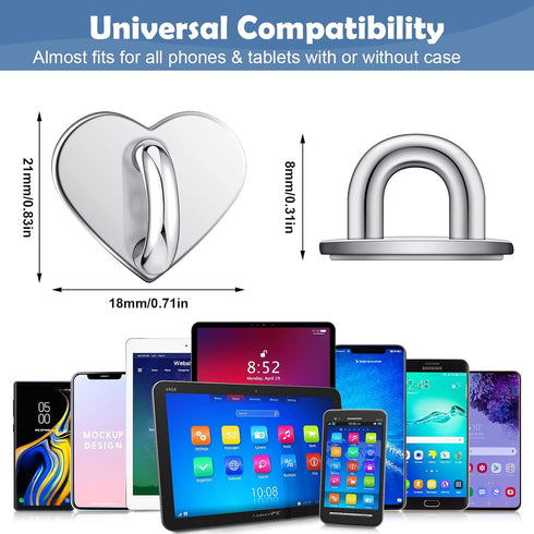 8 Pcs Cell Phone Finger Ring Adhesive Metal Phone Finger Grip Loop Stand Heart Grip Holder Phone Charm Hook for DIY Hanging Supplies (Silver)......