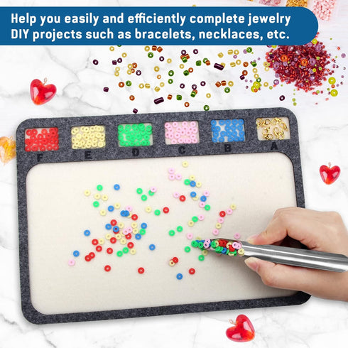 Pletpet 2 PCS Set Bead Mats for Beading, Bead Mat for Jewelry Making with Bead Scoop, Bead Board with Six Individual Grids Beading Trays for Jewel...