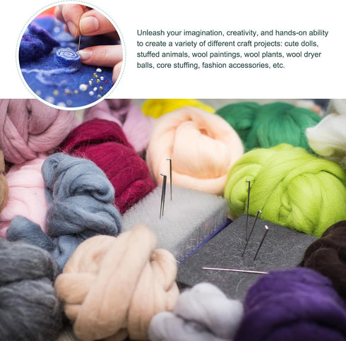 uxcell Needle Felting Wool, 1.76oz Natural Fibre Wool Roving Yarn Wool Felting Supplies for Needle Felting Yarn DIY Handcrafts, Bright Purple...