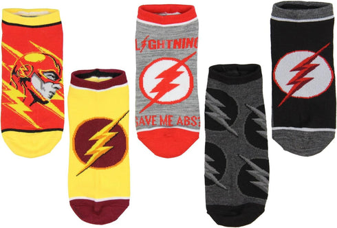 DC Comics The Flash Lighting Logo 5 Pair No-Show Ankle Socks...