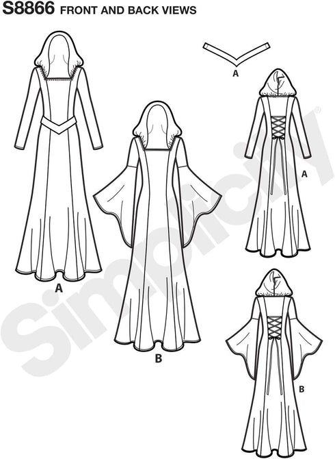 Simplicity Women's Fantasy Cosplay Costume Gown Sewing Patterns, Sizes 14-22...