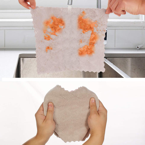 kimteny 12 Pack Dish Towels, 10x10 in Premium Dish Cloths, Super Absorbent Kitchen Towels Coral Velvet Dishcloths Nonstick Oil Fast Drying Washclo...