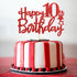 Red Glitter Happy 10th Birthday Cake Topper - Ten Sign Cake Topper - Cheers to 10 Years Party Supplies - 10th Birthday Party Decorations...