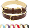 Leather Dog Collar for Small Medium and Large Dogs, Soft Padded Dog Leather Collar with Gold Buckle, Adjustable Genuine Leather Collars for Small ...