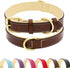 Leather Dog Collar for Small Medium and Large Dogs, Soft Padded Dog Leather Collar with Gold Buckle, Adjustable Genuine Leather Collars for Small ...