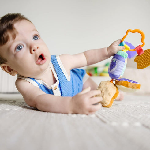 Melissa & Doug Multi-Sensory PB&J Take-Along Clip-On Baby Toy | Sensory toy for Infants | Developmental Toy for Toddlers | 0+ | Gift for Baby Boys...