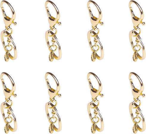 20sets Golden Lobster Claw Clasps Hook with Flat Split Keychain Ring with Swivel Trigger Clip with Little Lobster Clasp for DIY Craft Jewelry Maki...