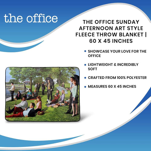 The Office Sunday Afternoon Art Style Fleece Throw Blanket | Official The Office Collectible Blanket | Measures 60 x 45 Inches...