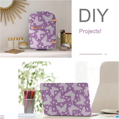 Purple Butterfly Floral Wallpaper Peel and Stick Violet Flower Wallpaper Removable Temporary DIY Contact Paper for Cabinet Drawer Bedroom Girls Ro...