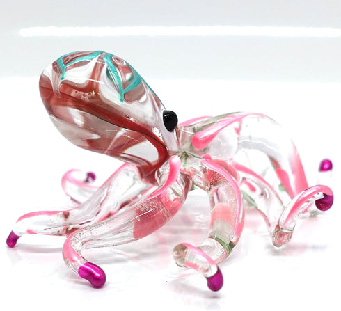 Octopus Miniature Figurines Animals Hand Blown Color Glass Art Collectible Gift Decorate 3.5" (Pink Green)...