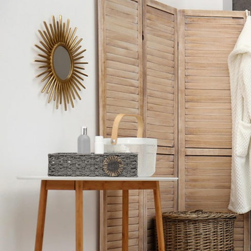 Toilet Paper Basket for Tank Top Bathroom Baskets for Organizing Bathroom Tray for Counter Storage Basket for Bathroom Organizer-Gey...