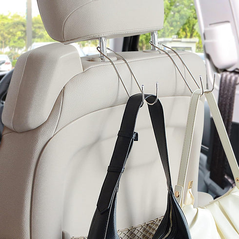 Headrest Hooks for Purses and Bags, Car Seat Hooks for Purse Handbag Mask Coat Grocery Bag Water Bottle, 4 Pack...