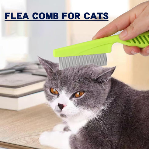 Tick flea comb for dogs 7pcs Metal flea brush for indoor Cats Lice combs for thick hair Pet tear stain comb Fine tooth comb Large and Small dog co...