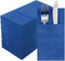 Navy Blue Napkins Hand Towels Disposable, Linen-Feel Dinner Napkins with Prefolded Built-in Flatware Pocket, Guest Paper Hand Towels For Wedding, ...