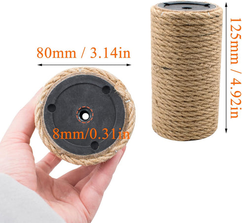 2 Pack Cat Scratching Posts Jute Rope Replacement Scratcher Refill Post for Cats Cube Tower Kittens Scratch Pole Perch Interactive Toys Carpeted F...