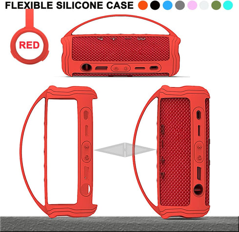 Silicone Cover Case for JBL Flip 6 Portable Bluetooth Speaker, Protective Carrying Case for JBL Flip 6 Speaker Accessories (Only Case) (Red Case)...