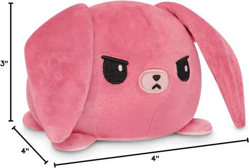 TeeTurtle - The Original Reversible Bunny Plushie - Pink Floral Ears - Cute Sensory Fidget Stuffed Animals That Show Your Mood, 4 Inch...