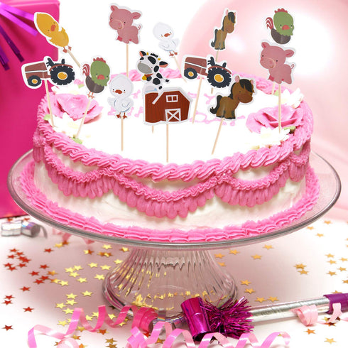 96 Pieces Farm Animal Cupcake Toppers Chicken Duck Goose Cow Pig Tractor and Horse Cupcake Picks Farm Toothpicks Zoo Theme Cake Decorations for Ba...