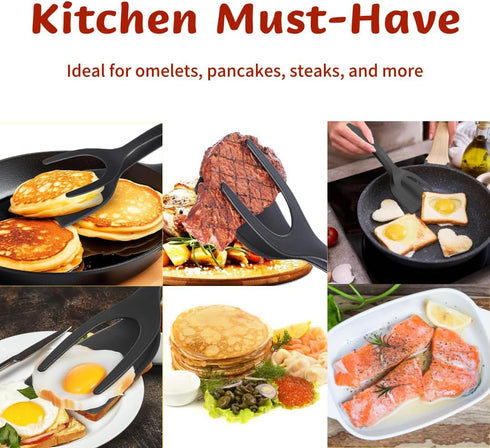 Egg Flipper Spatula Tongs - 2 in 1 Grip and Flip Spatula, Egg Flipper Spatula for Kitchen Use, Multi-purpose Non-Stick Kitchen Gadgets for Pancake...