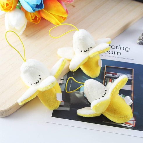 Yellow Peeling Banana Keychain, Banana Plush, Banana Man Plush, Cartoon Birthday Gift PP Cotton Peeling Banana Shape Plush Doll Pendant for Decora...