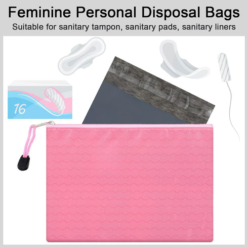 100 Pcs Feminine Personal Disposal Bags and 2 Sanitary Pouch with Zipper Sanitary Napkin Storage Bags Feminine Hygiene Bags Black Opaque Bags for ...