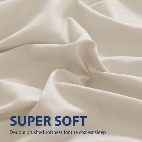 Cathay Home Single Flat Sheet, King (102" x 105"), Cream...