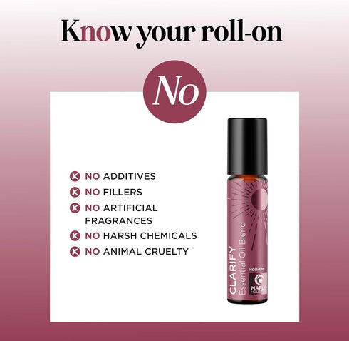 Headache Essential Oil Roll On - Clarify Essential Oil Blend Headache Roll On with Aromatherapy Oils - Peppermint Rosemary and Lavender Roll On Es...