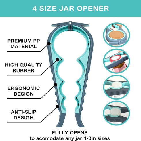 Jar Opener for Weak Hands, Seniors with Arthritis, 5 in 1 Multi Function Bottle Opener Lid Opener For Arthritic Hands with Non Slip Rubber Jar ope...